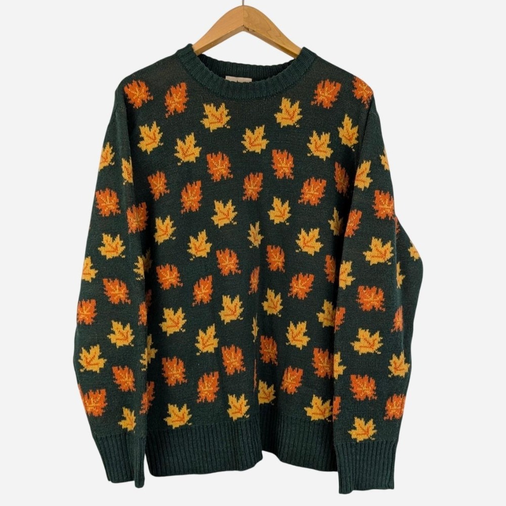 Kiel James Patrick Maple Leaf Fall Sweater Forest Green XXL - Picture 2 of 8